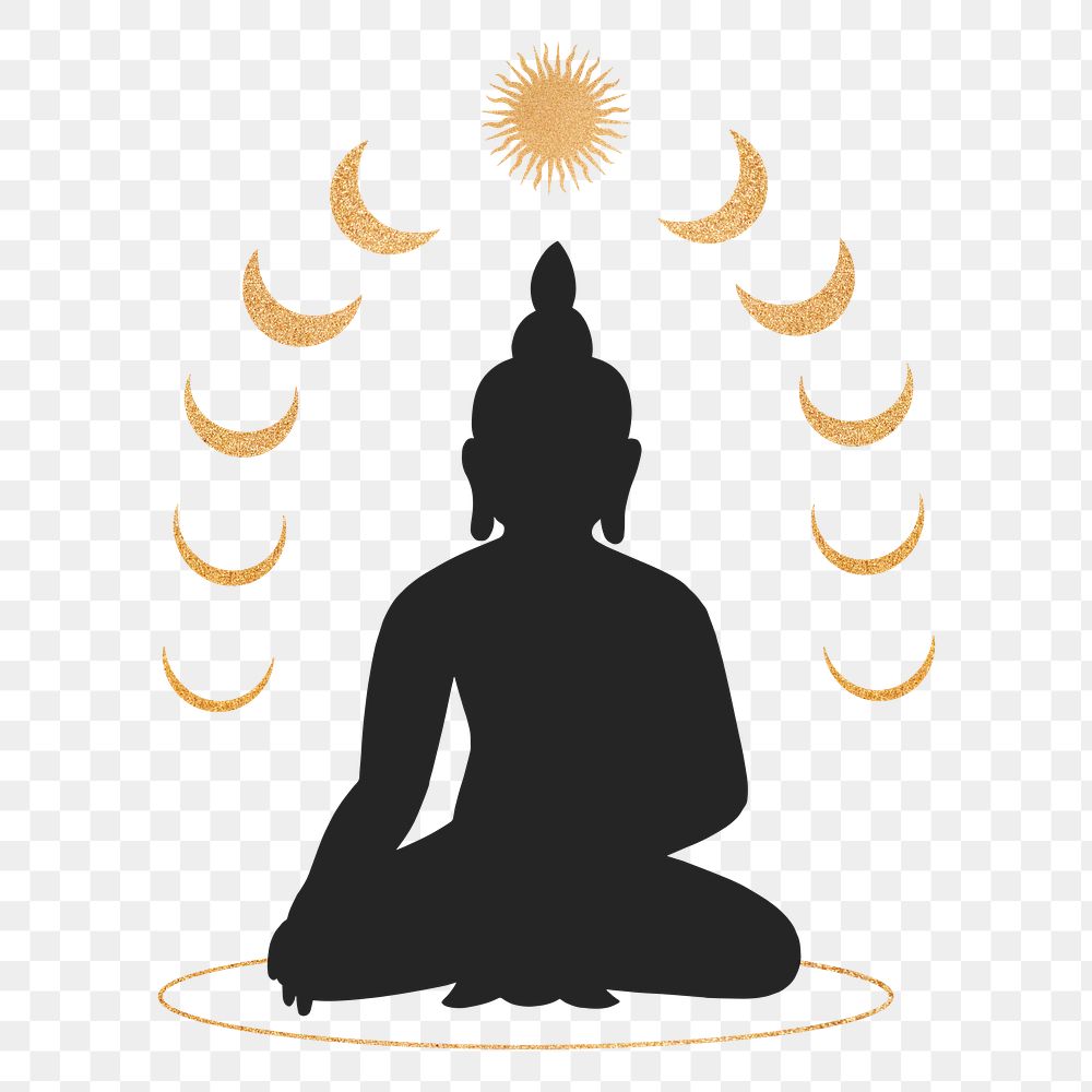 Buddhist moon png, spiritual illustration, transparent background