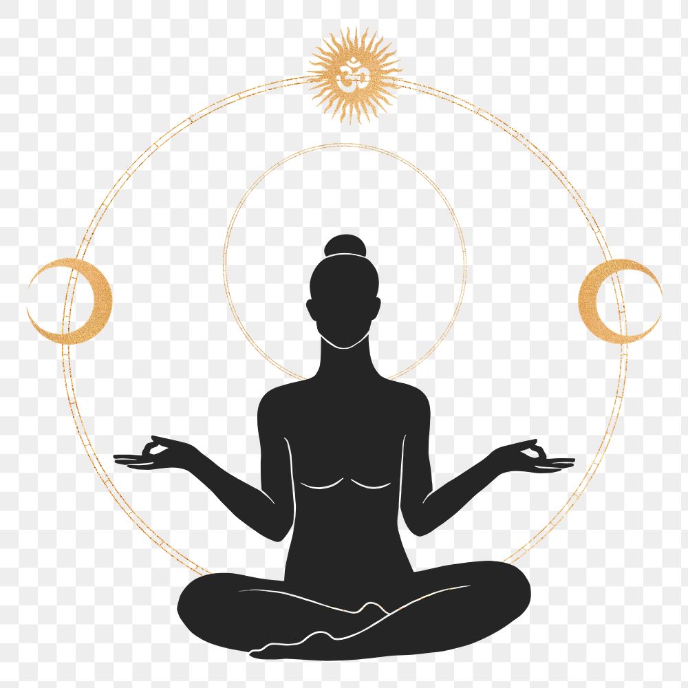 Moon yoga png, spiritual illustration, transparent background