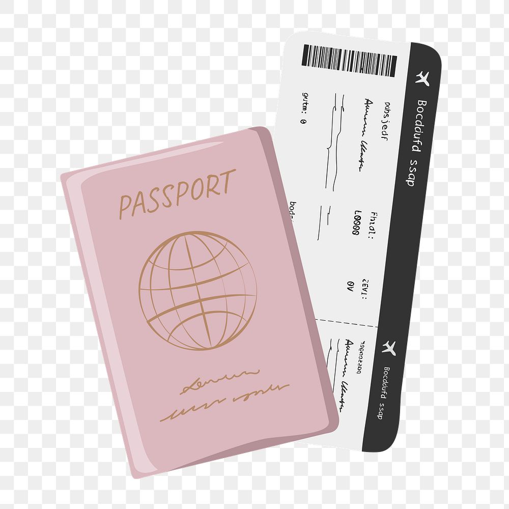 Passport ticket png, aesthetic illustration, transparent background