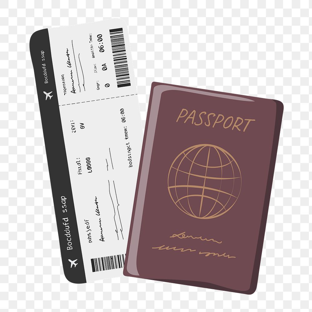 Passport ticket png, aesthetic illustration, transparent background