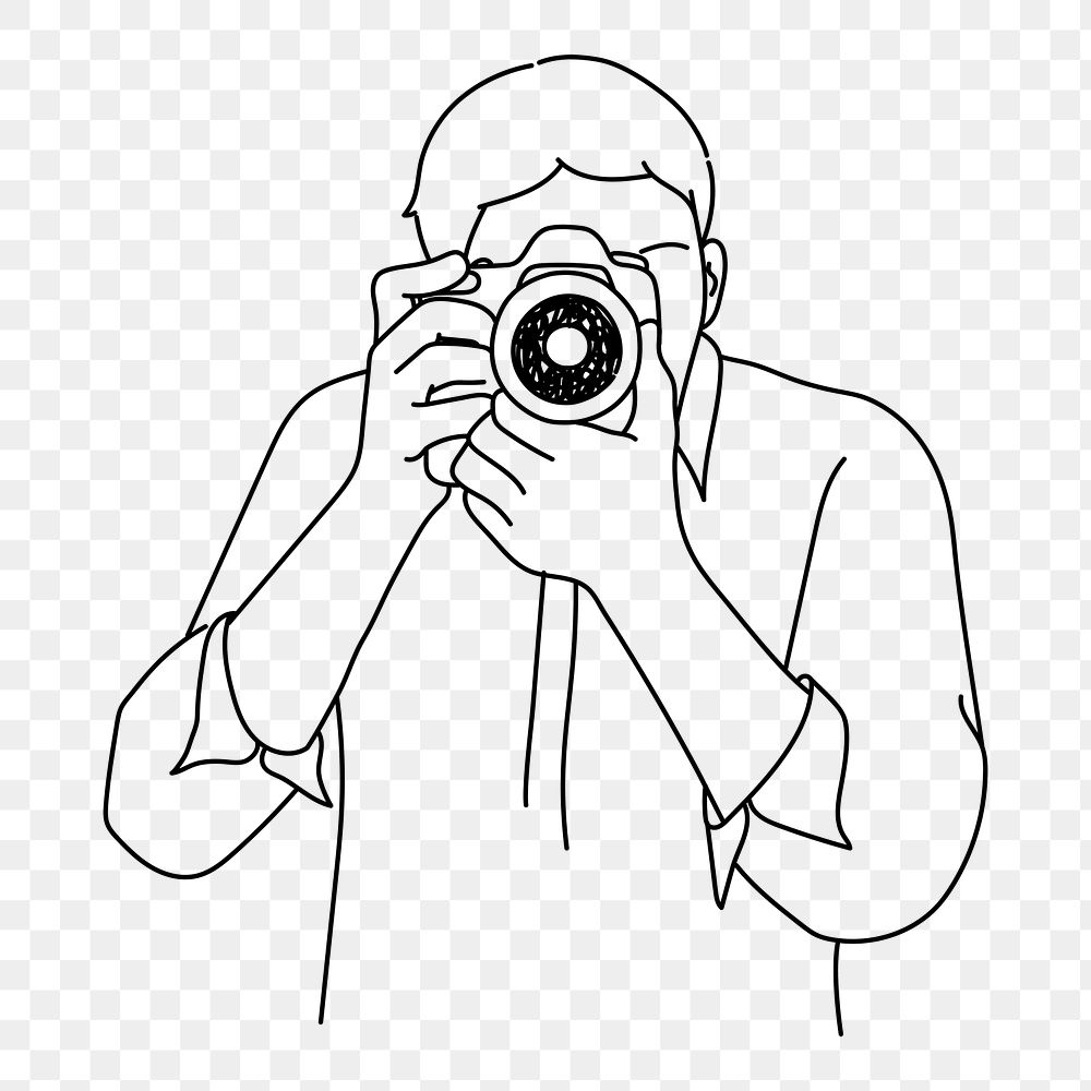 Man taking photo png doodle element, transparent background