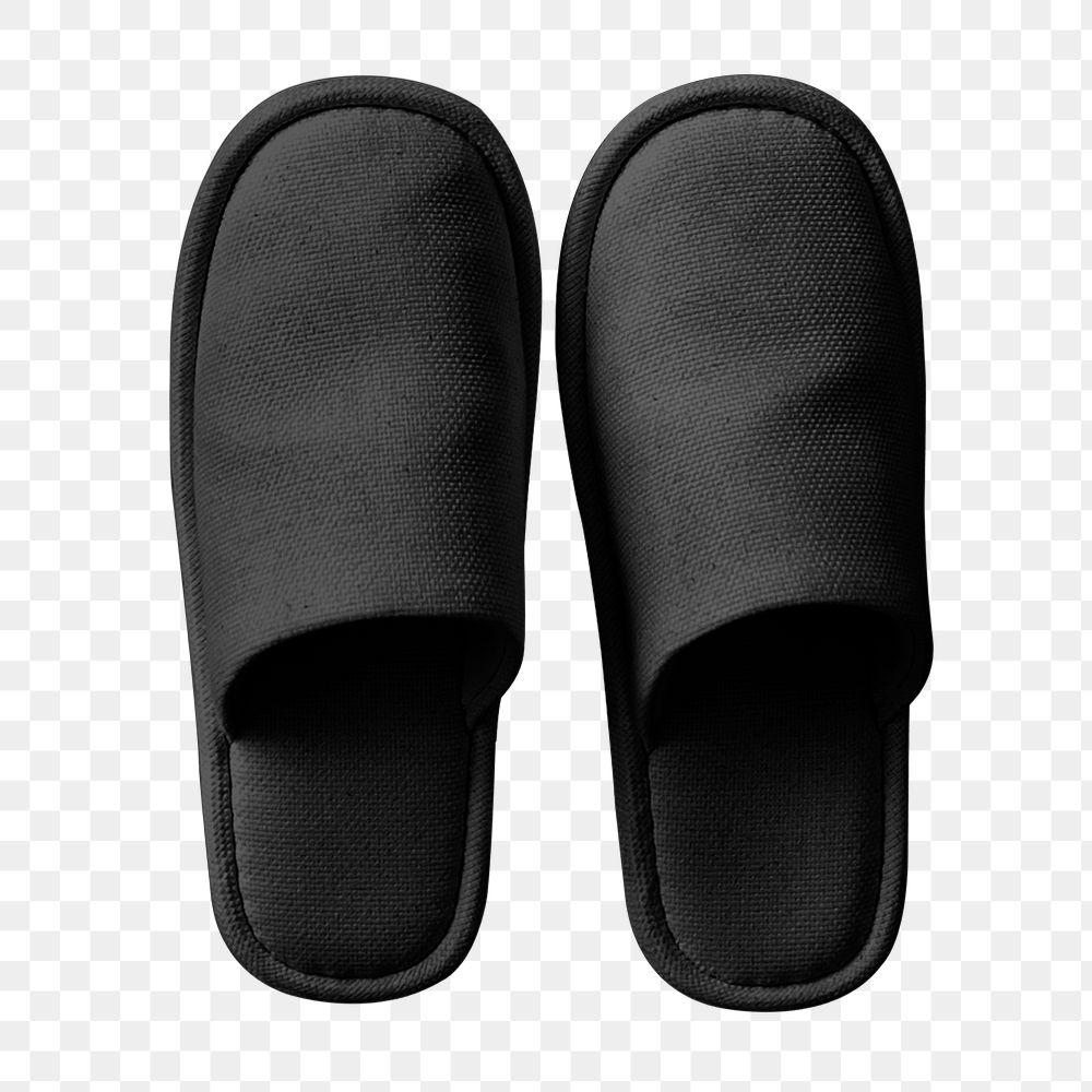 Png black slippers element, transparent background