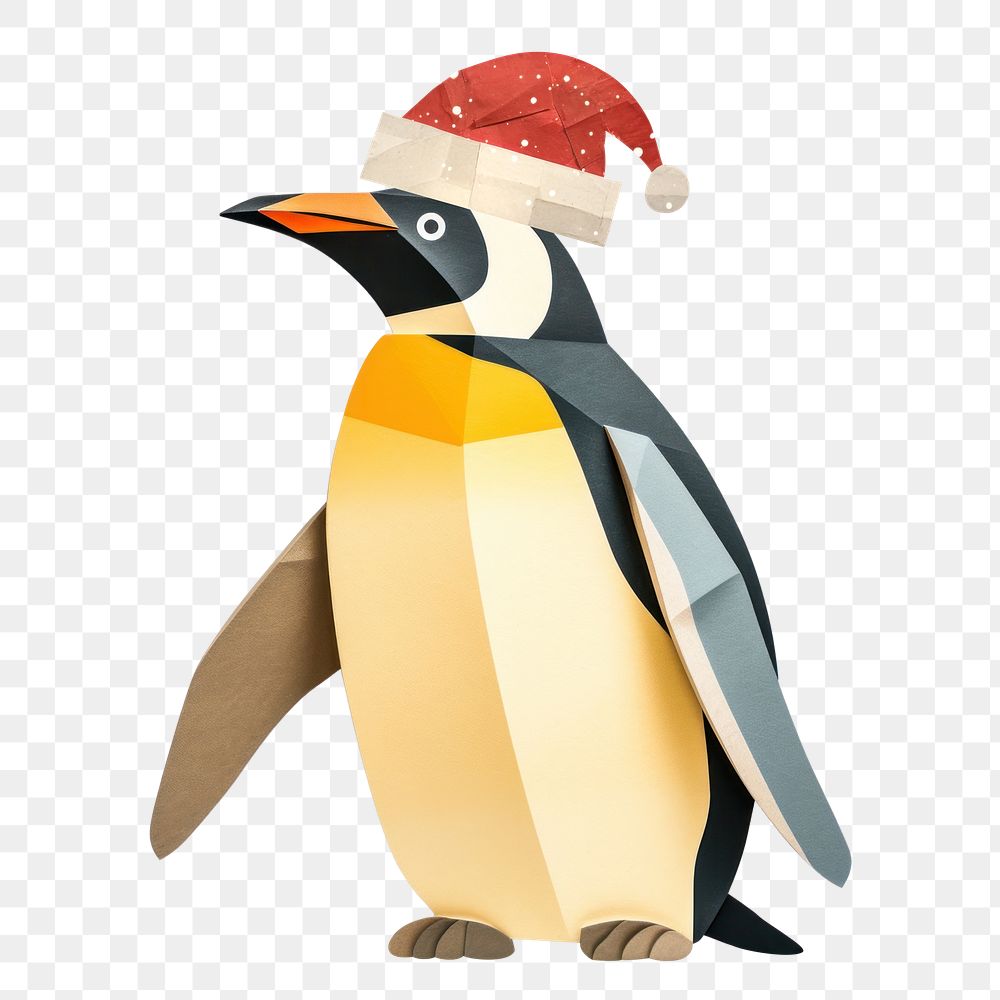PNG Christmas penguin, cute animal paper craft remix, transparent background