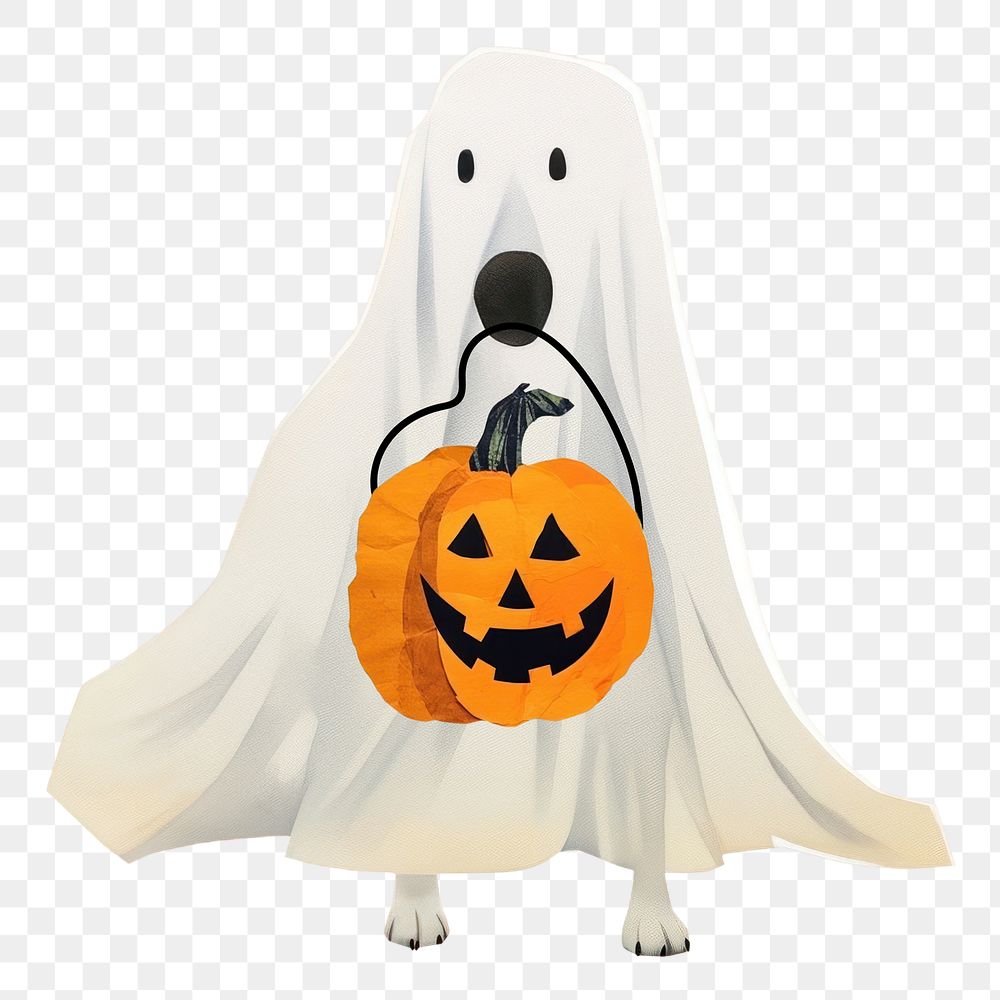 PNG Halloween white ghost, paper craft remix, transparent background