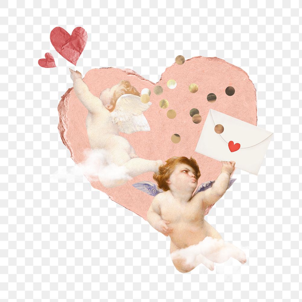 PNG Vintage cherubs Valentine's Day illustration transparent background