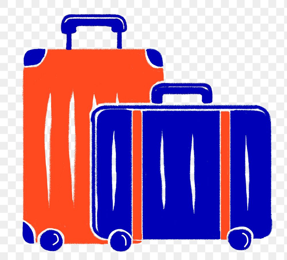 PNG Travel luggage retro illustration, transparent background