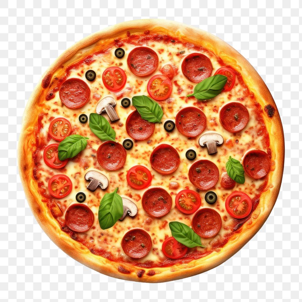 PNG Pizza food white background mozzarella