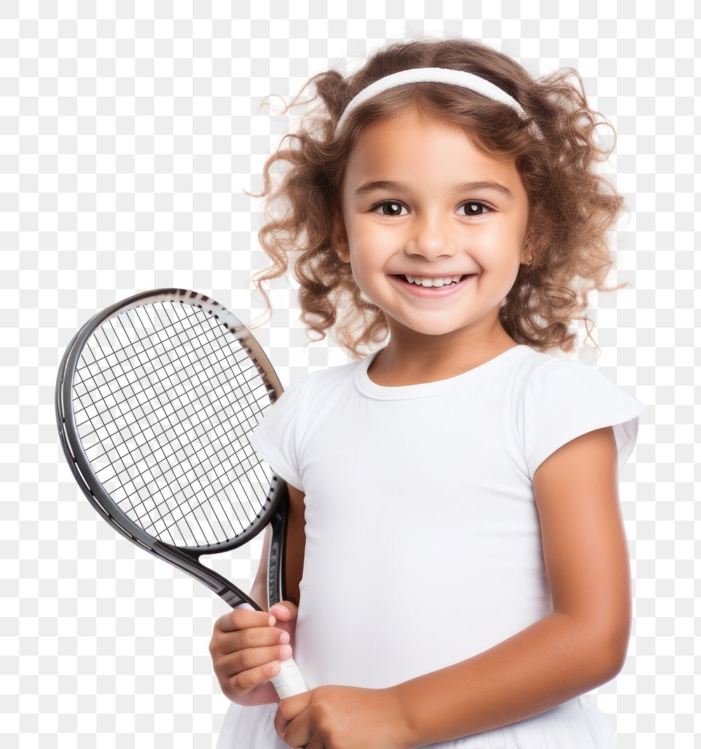 PNG Cute little girl playing tennis portrait racket sports. AI generated Image by rawpixel.