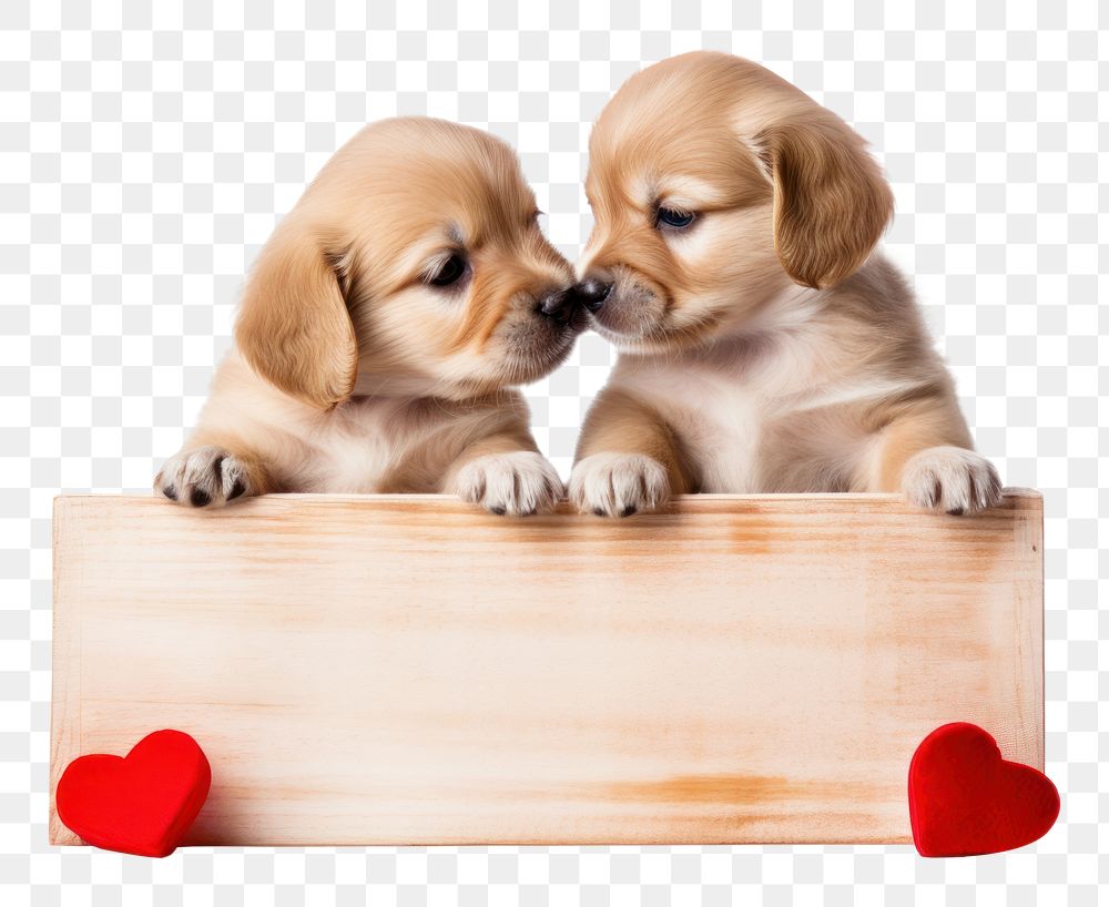 PNG two cute puppies kissing, transparent background