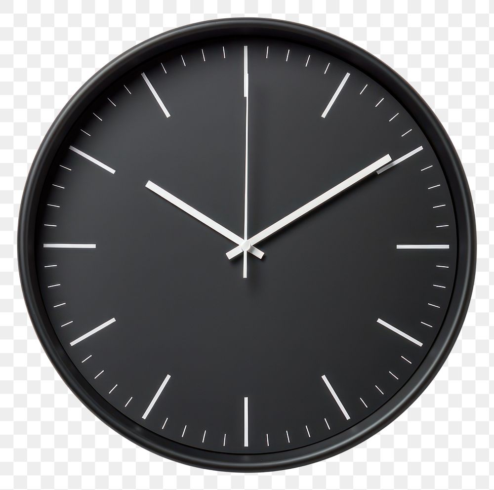 PNG Minimalist black wall clock white background deadline accuracy. AI generated Image by rawpixel.