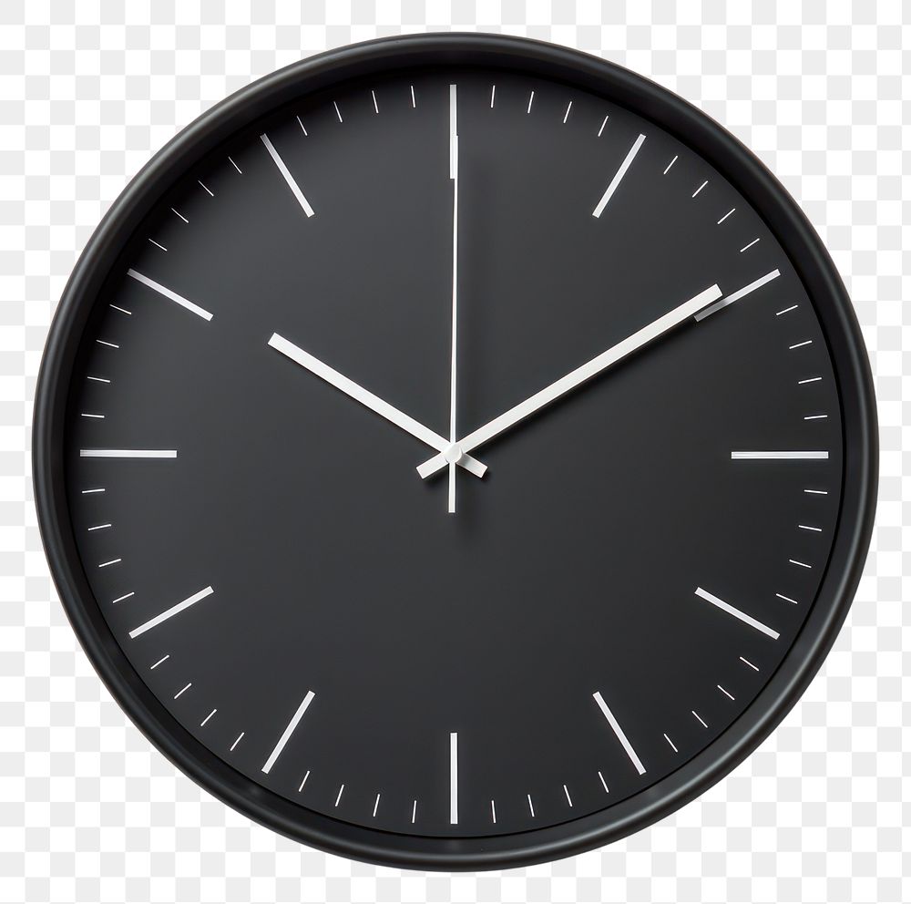 PNG Minimalist black wall clock deadline accuracy. 