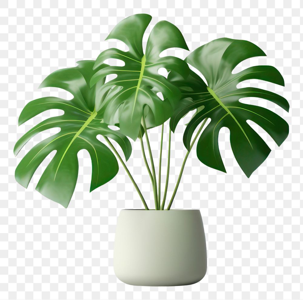 PNG Monstera plant leaf vase. 