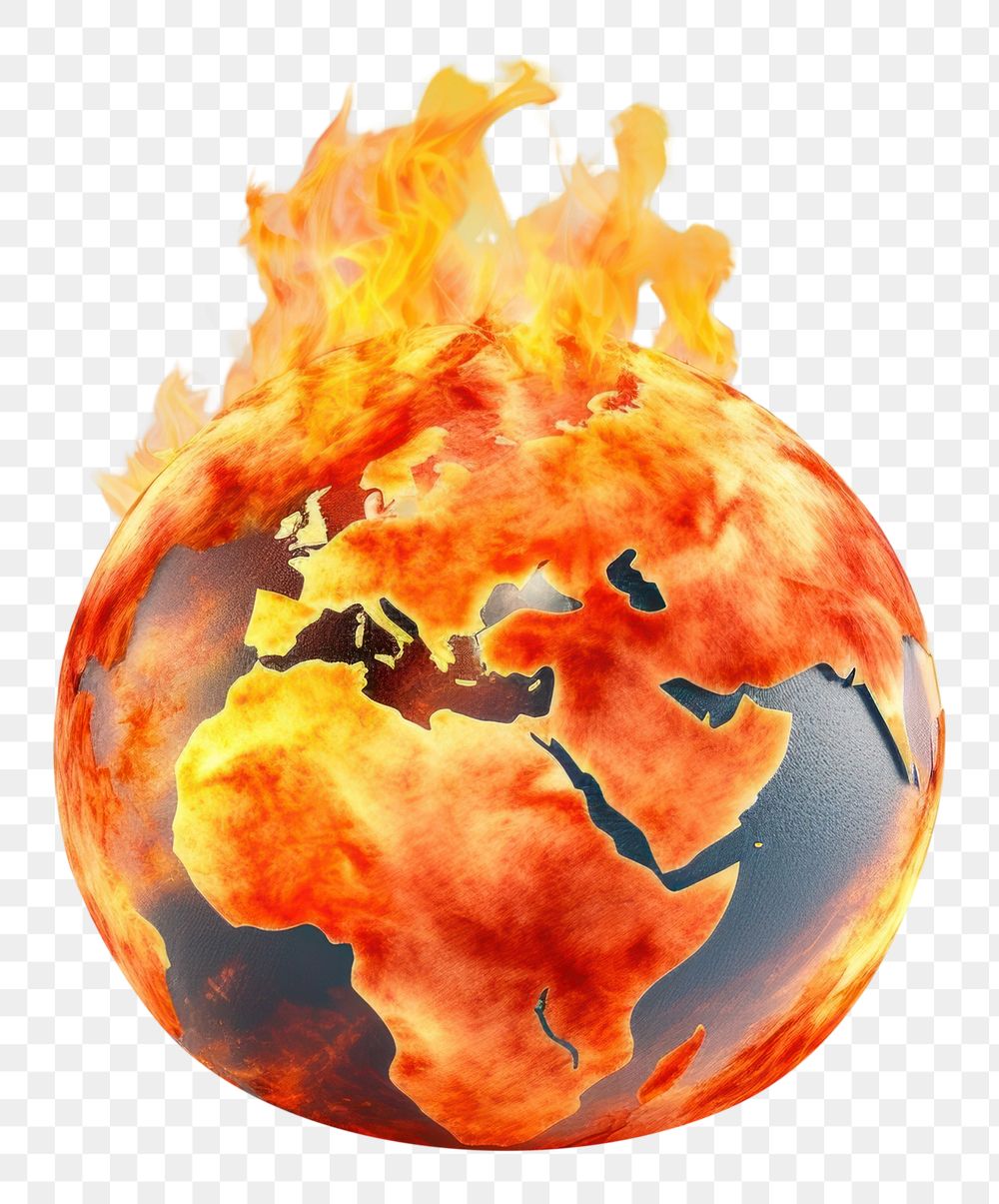 PNG 3d illustration earth fire sphere. AI generated Image by rawpixel.