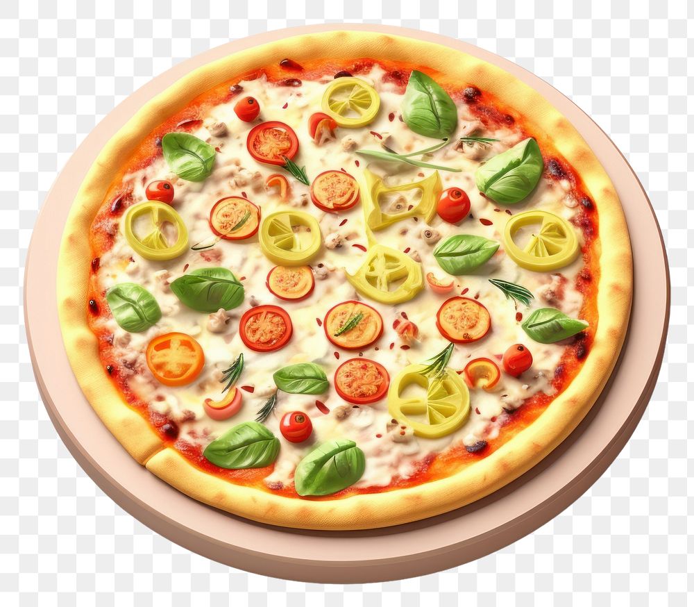 PNG  Vegetarian Pizza pizza food white background. AI generated Image by rawpixel.