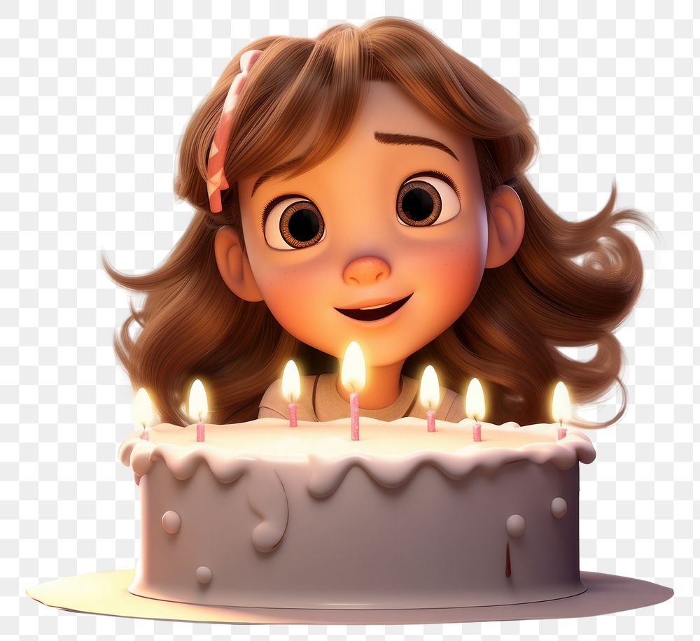 PNG Little girl cake dessert blowing. AI generated Image by rawpixel.