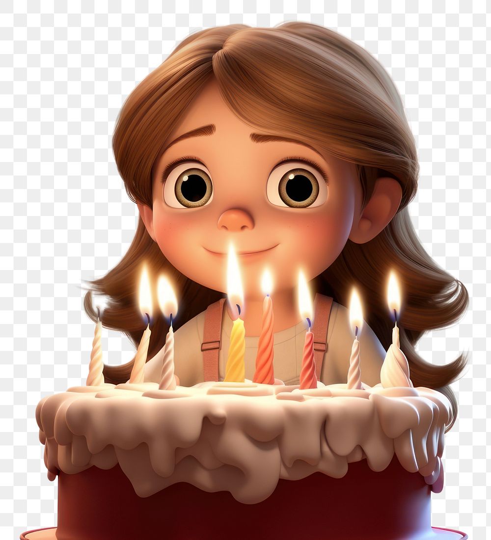 PNG Little girl cake dessert blowing. AI generated Image by rawpixel.