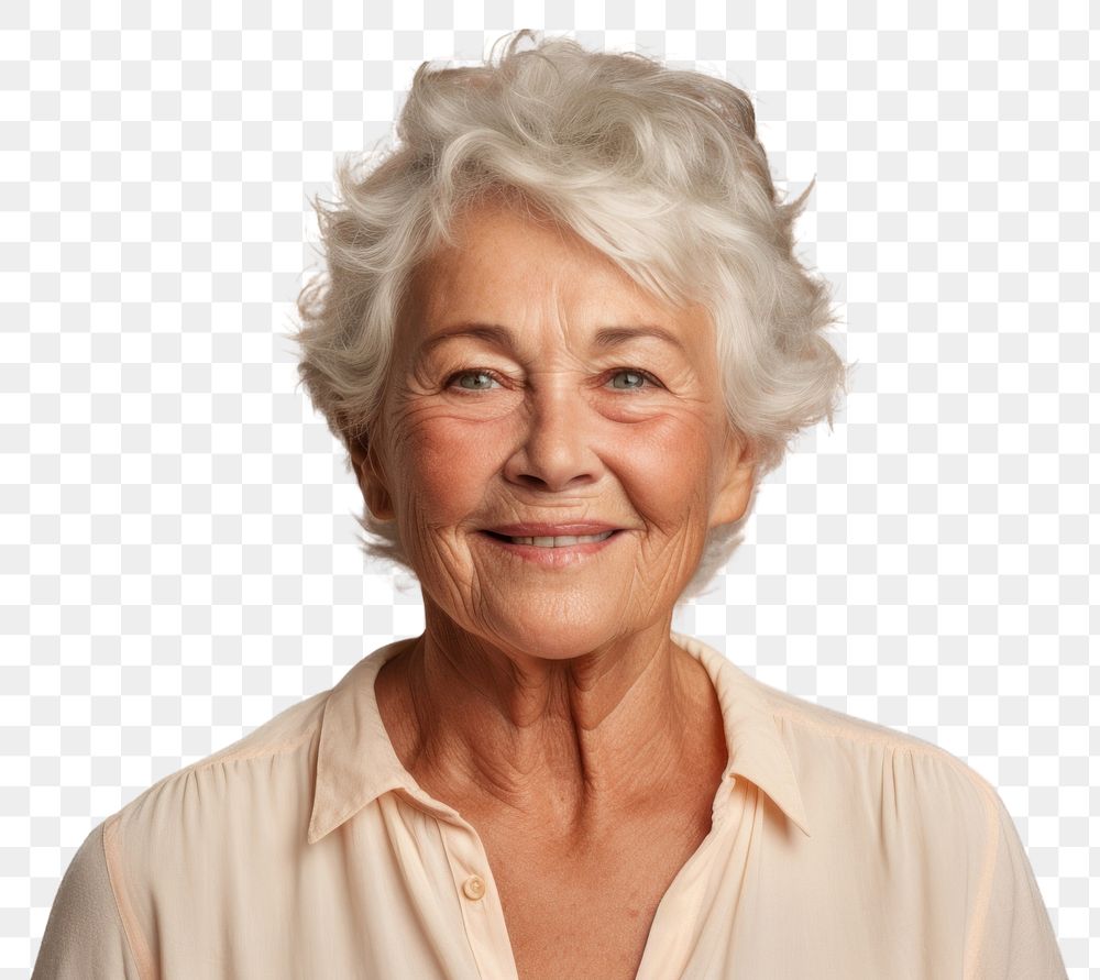 PNG Smiling old woman portrait adult smile. AI generated Image by rawpixel.