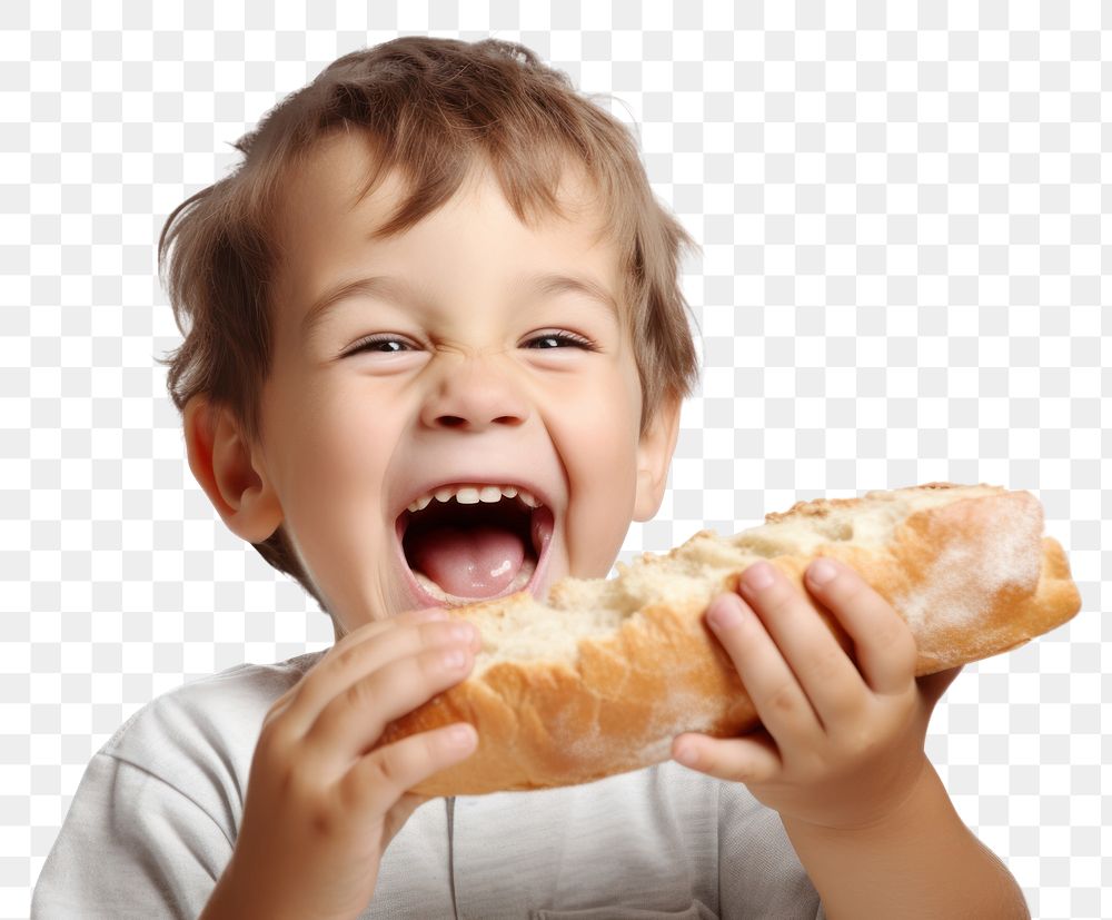 PNG Eating bread happy baby. AI generated Image by rawpixel.