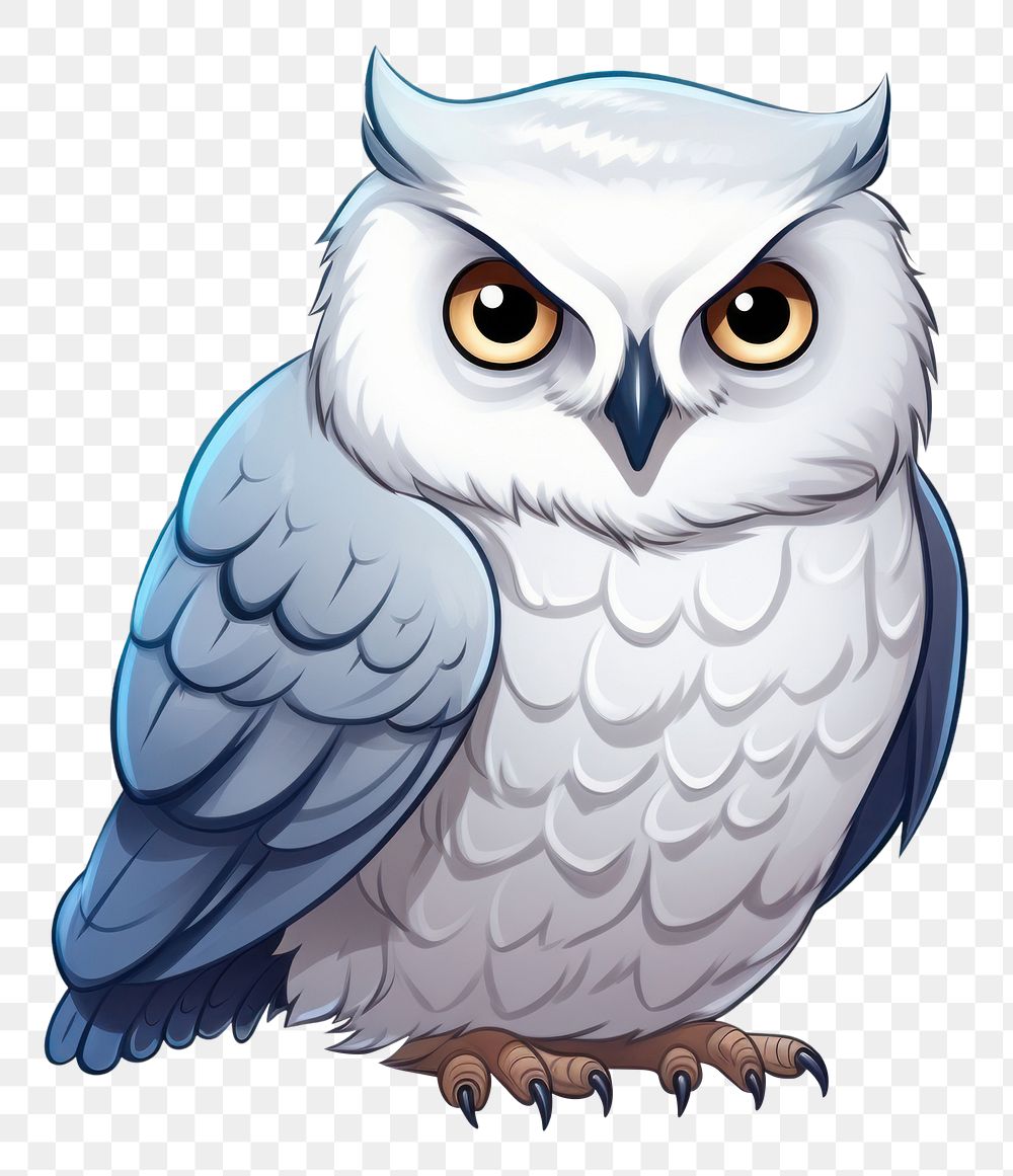 PNG Snowy owl cartoon drawing animal. AI generated Image by rawpixel.