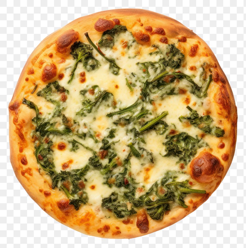 PNG Spinach pizza food white background zwiebelkuchen. AI generated Image by rawpixel.