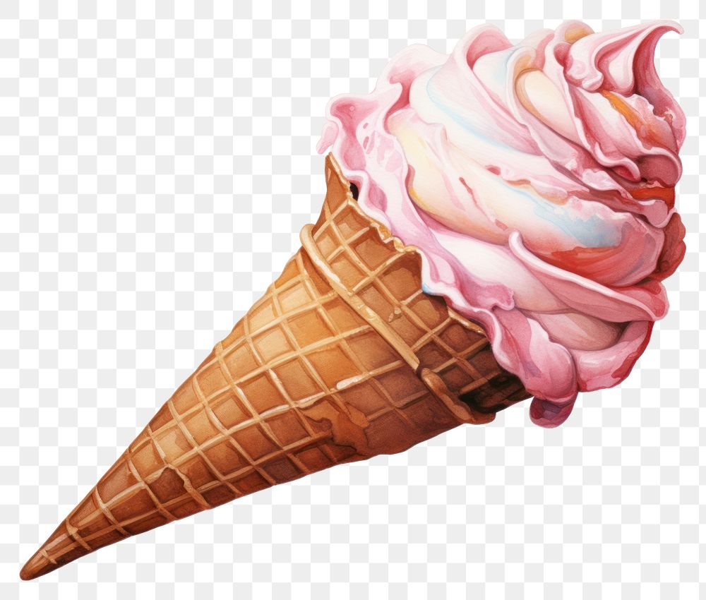 PNG Gelato cone dessert food white background. AI generated Image by rawpixel.