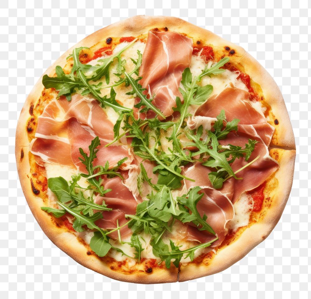 PNG  Parma ham pizza vegetable arugula food. AI generated Image by rawpixel.