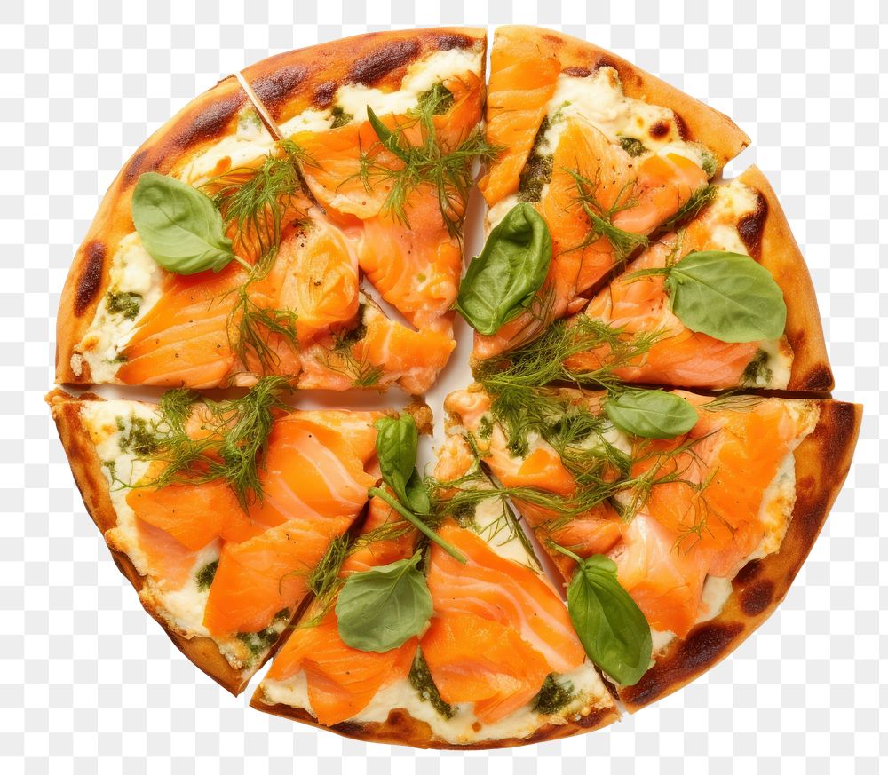 PNG  Salmon Pizza pizza frittata food. AI generated Image by rawpixel.