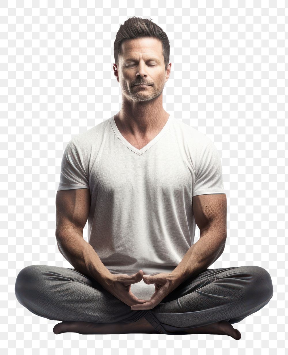 PNG  Meditation sitting sports adult. AI generated Image by rawpixel.