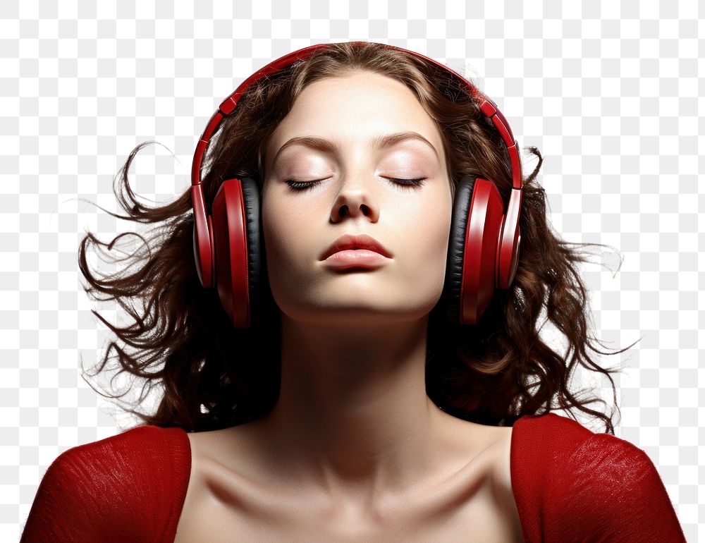 PNG Listening Music headphones portrait headset. AI generated Image by rawpixel.