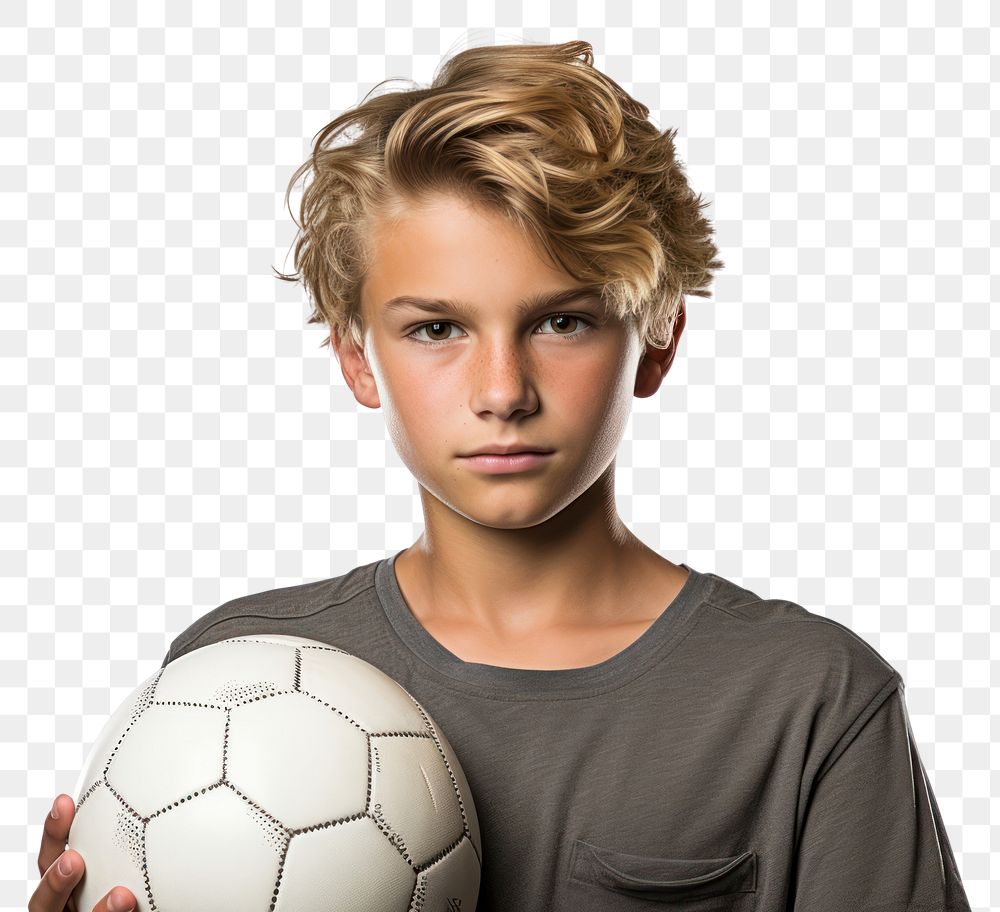 PNG Boy holding soccerball football portrait sports. AI generated Image by rawpixel.