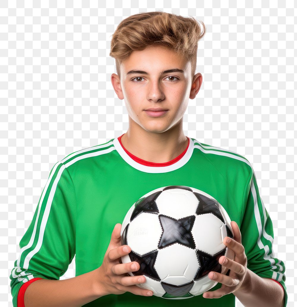 PNG Young man holding soccerball football portrait sports. AI generated Image by rawpixel.