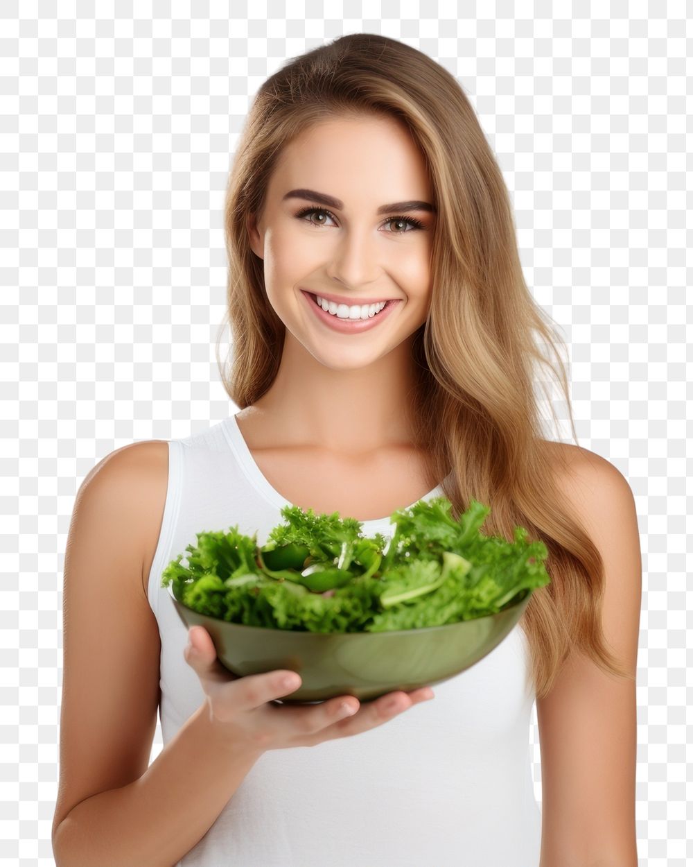 PNG Young woman holding salad portrait person female. 