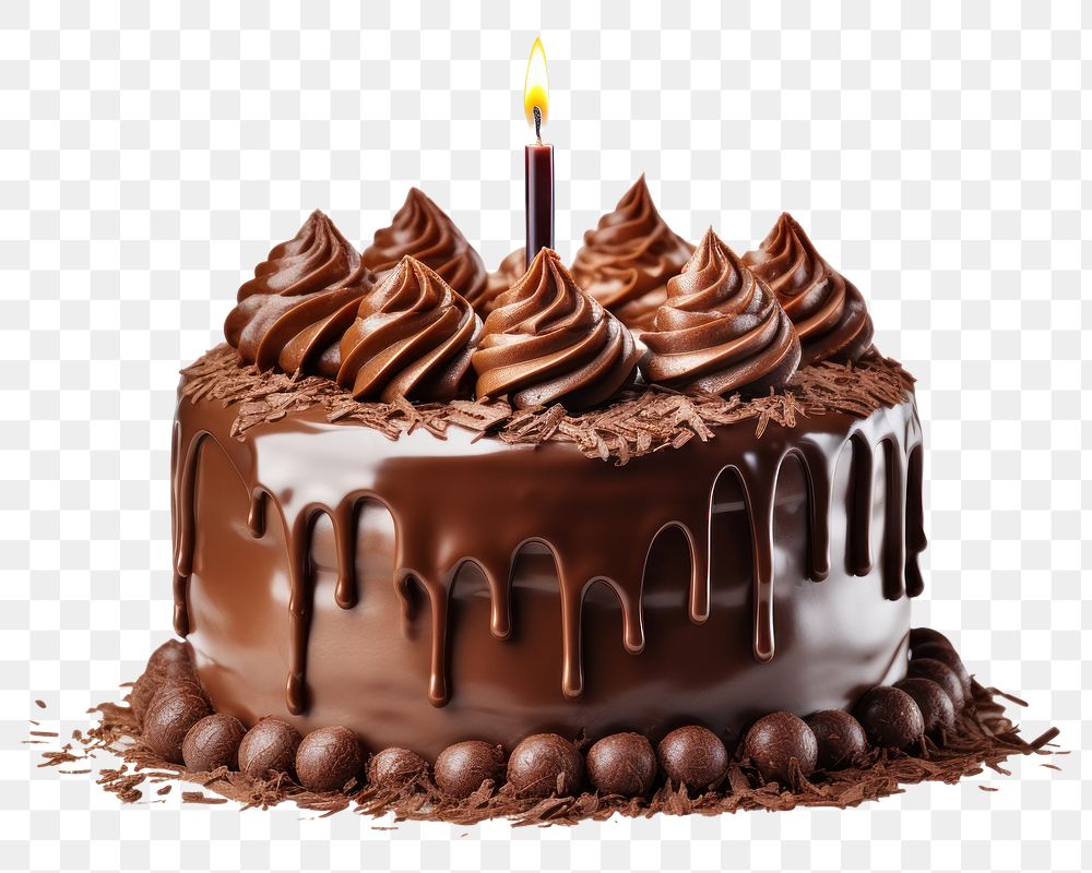 PNG Birthday chocolate cake dessert food white background. AI generated Image by rawpixel.