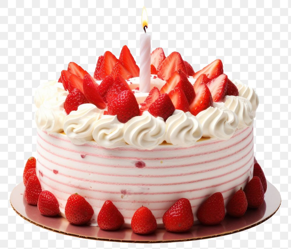 PNG Birthday stawberry cake strawberry dessert cream
