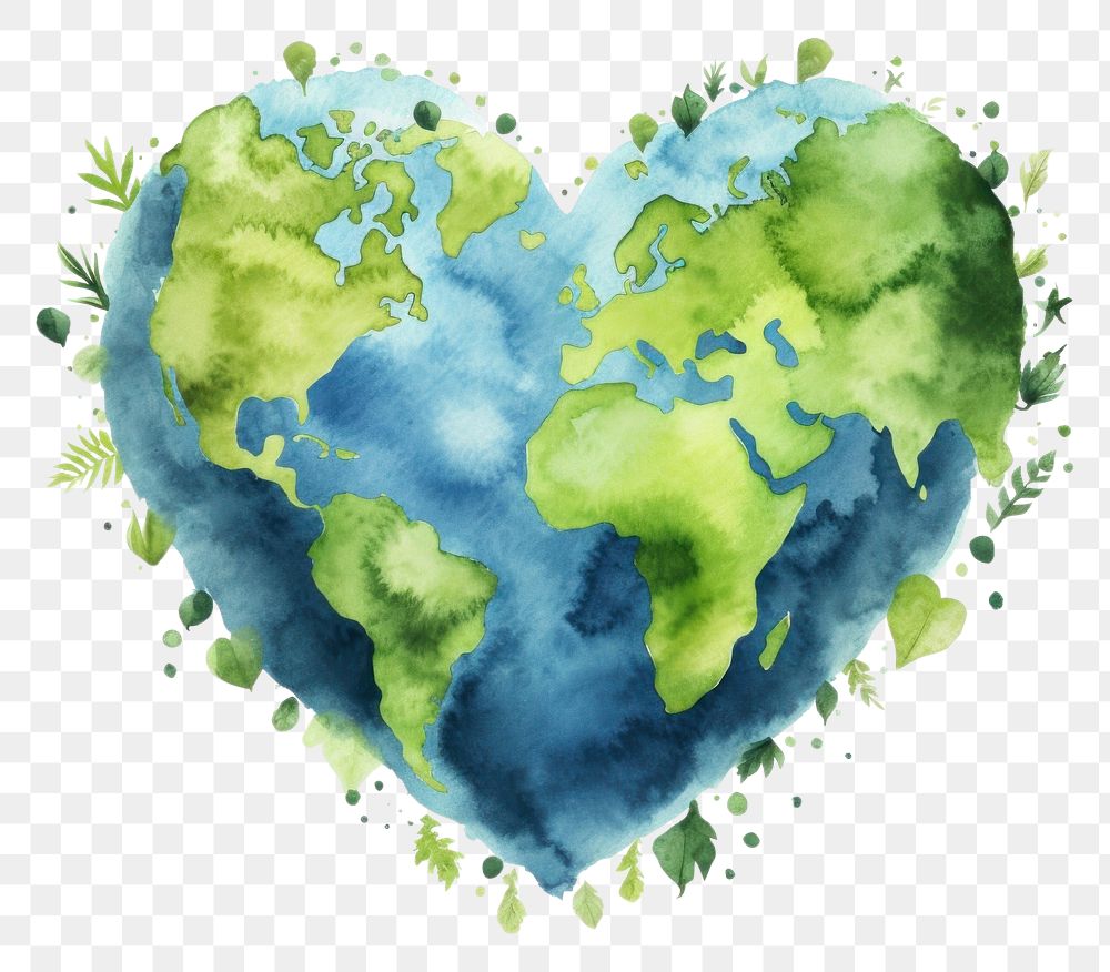 PNG Earth heart shape watercolor space creativity. 