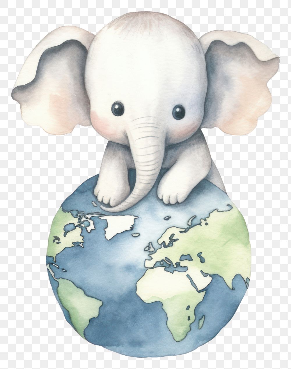 PNG Elephant holding earth animal wildlife mammal. AI generated Image by rawpixel.