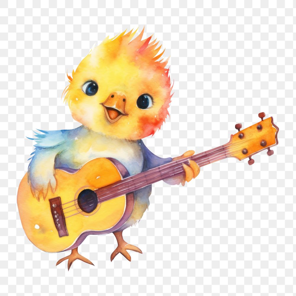 PNG Bird cartoon guitar cute. AI generated Image by rawpixel.