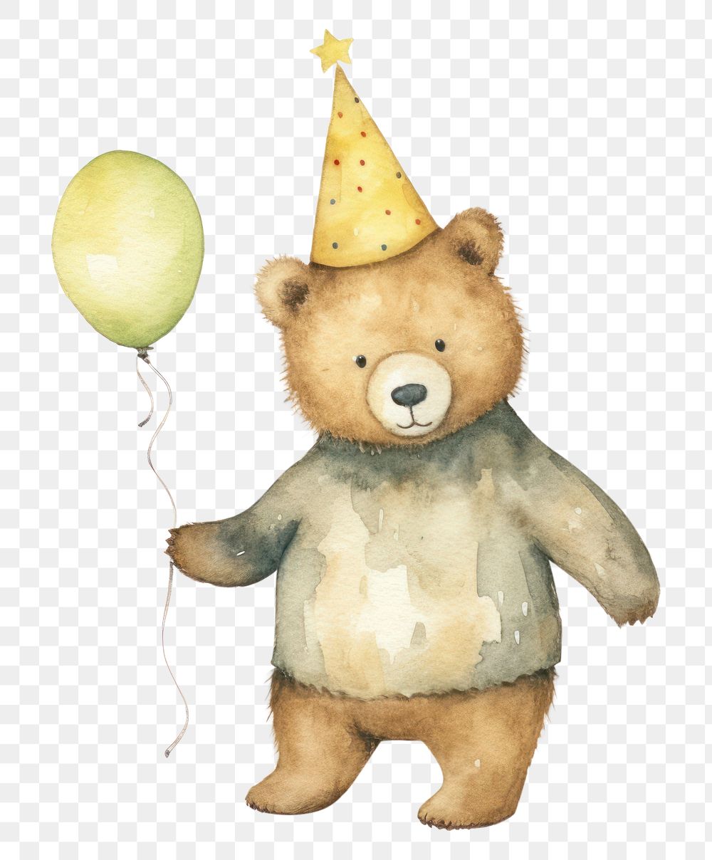 PNG Bear wearing party hat balloon toy  