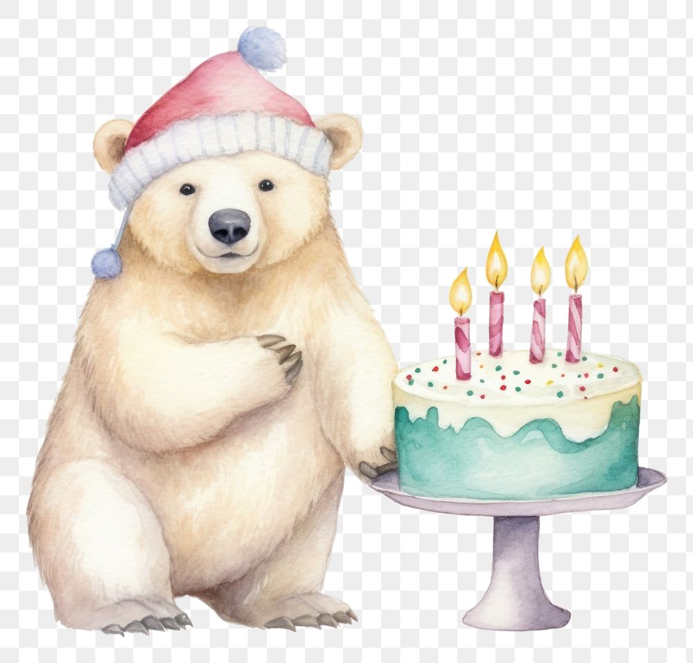 PNG Polar bear holding cake dessert mammal animal. 