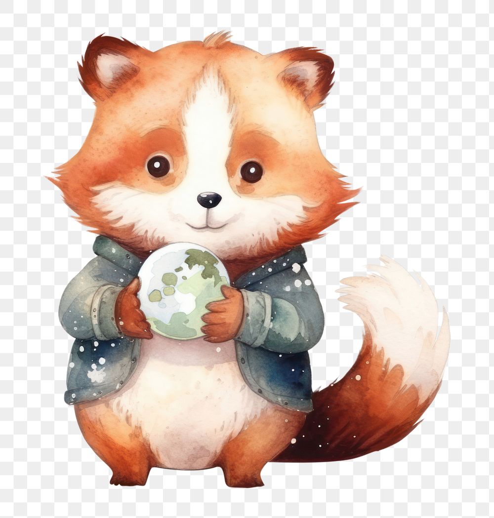 PNG Fox holding earth animal mammal cute. AI generated Image by rawpixel.