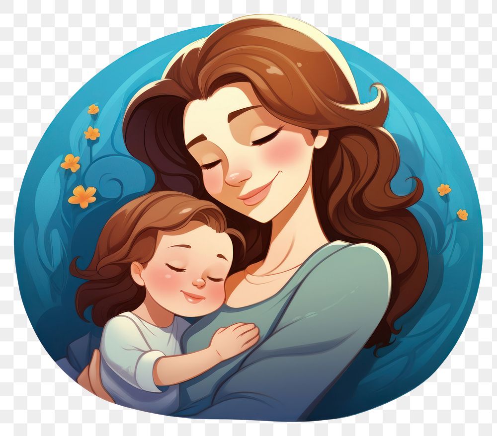 PNG Mother cartoon togetherness affectionate. AI generated Image by rawpixel.