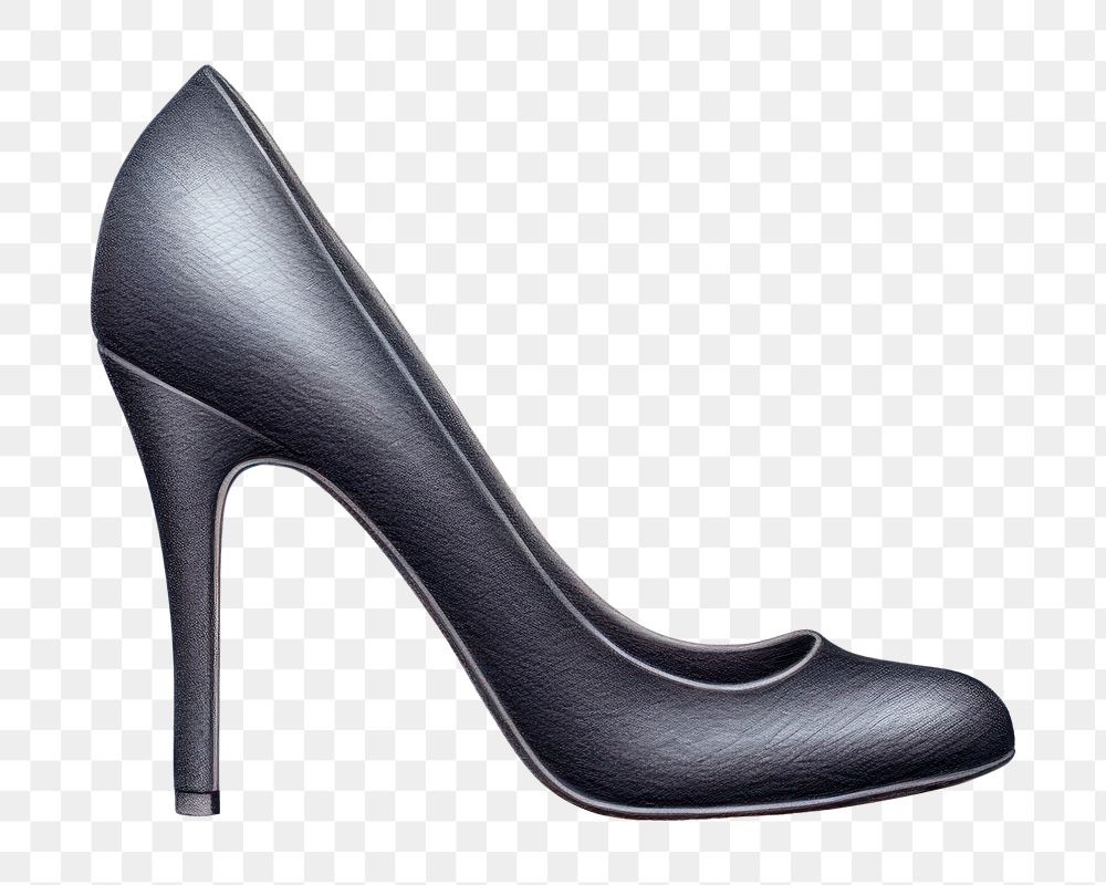 PNG  Chunky heel shoe footwear black white background. AI generated Image by rawpixel.