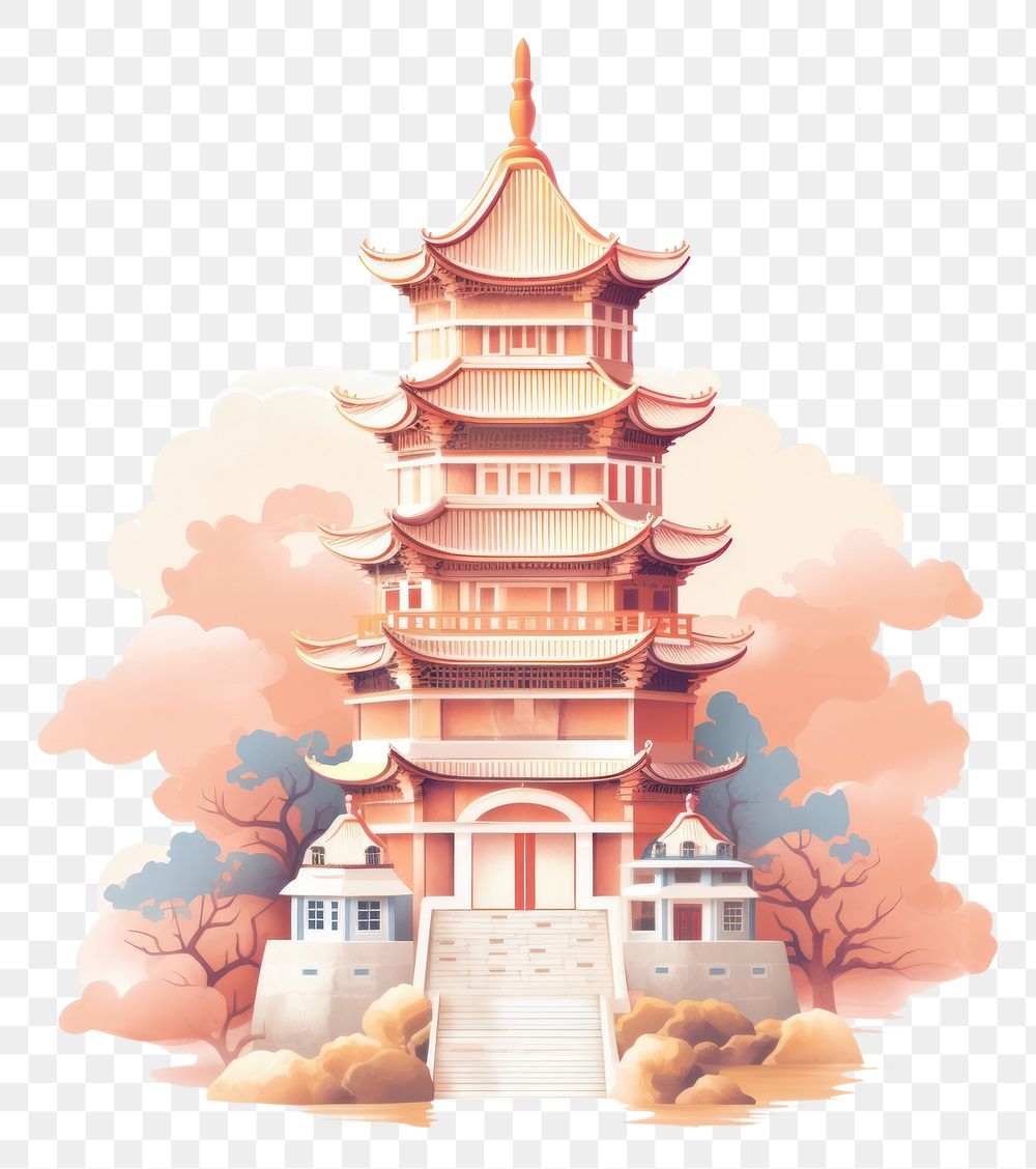 PNG Chinese temple architecture building pagoda. AI generated Image by rawpixel.