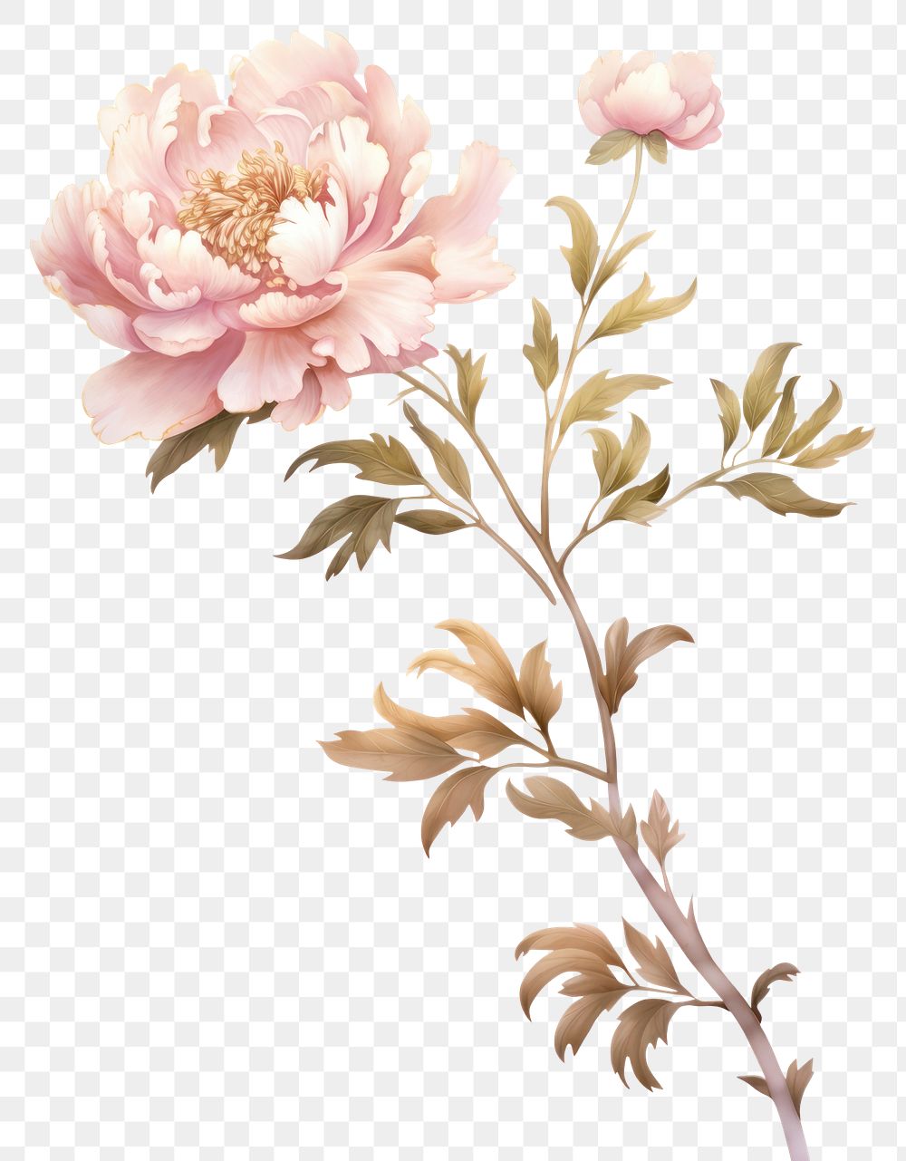 PNG Chinese peony blossom pattern flower. AI generated Image by rawpixel.