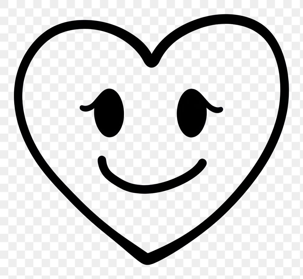 PNG Happy emotion face heart white line. AI generated Image by rawpixel.