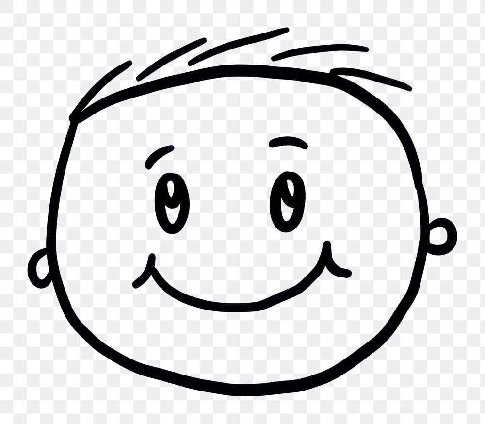 PNG Happy emotion face drawing cartoon sketch. AI generated Image by rawpixel.