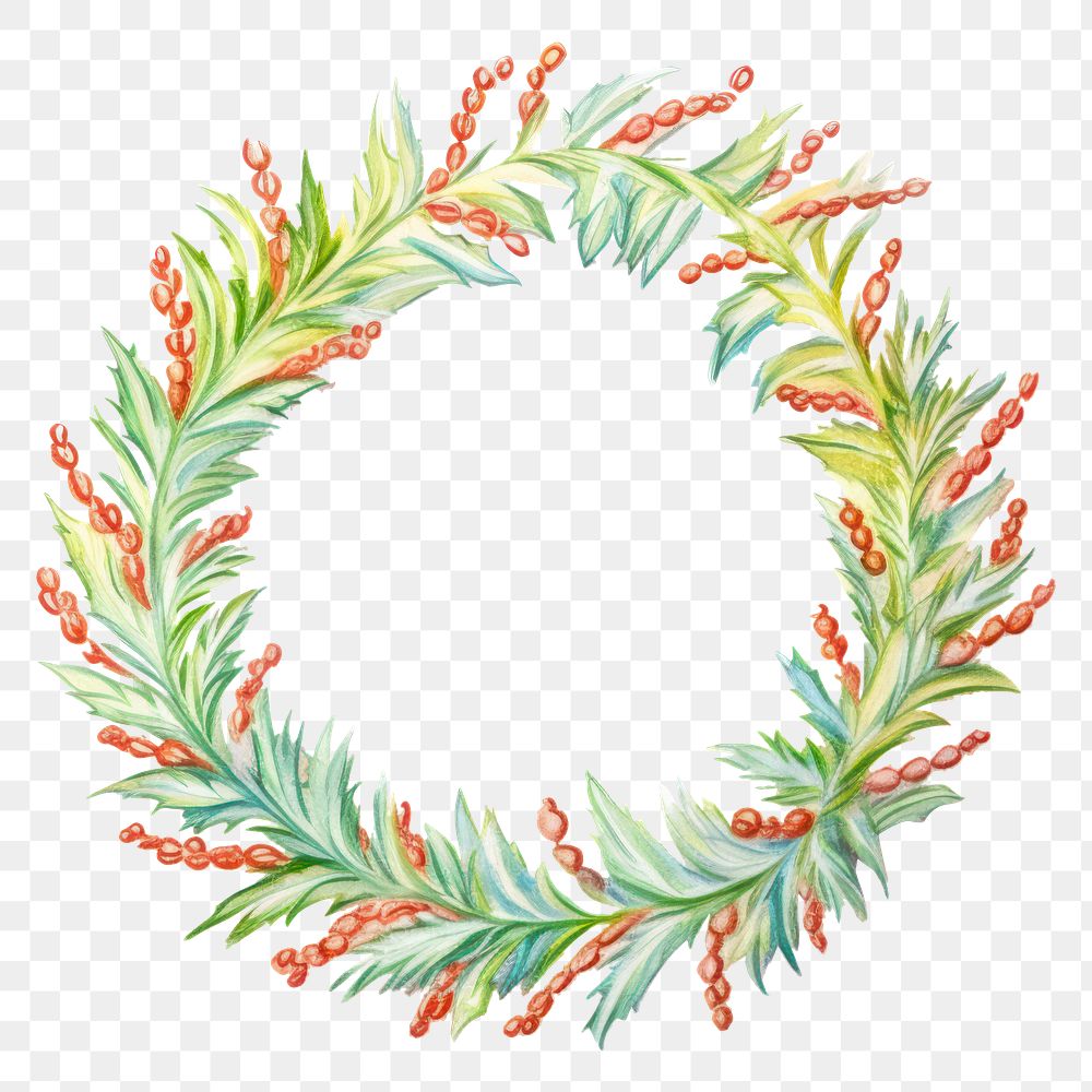 PNG  Christmas wreath pattern art white background. AI generated Image by rawpixel.