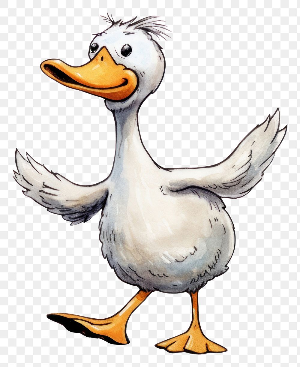 PNG Duck dancing cartoon animal sketch. AI generated Image by rawpixel.