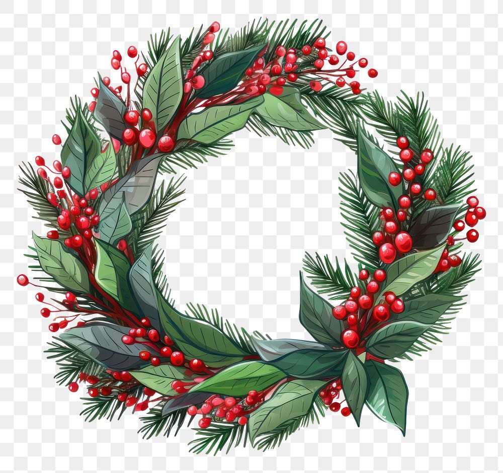 PNG Christmas wreath plant white background celebration. AI generated Image by rawpixel.