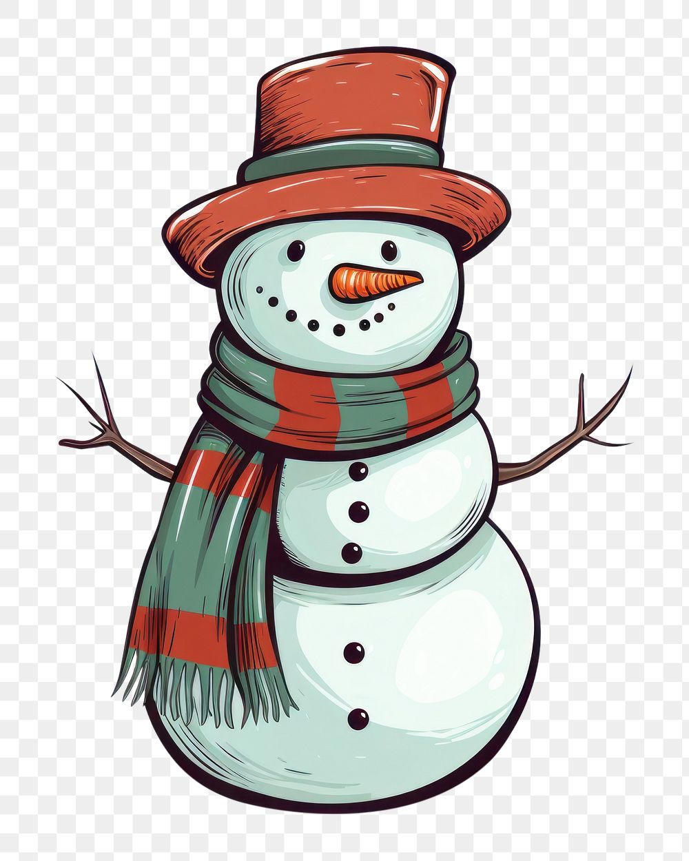 PNG Snowman drawing winter white. AI generated Image by rawpixel.